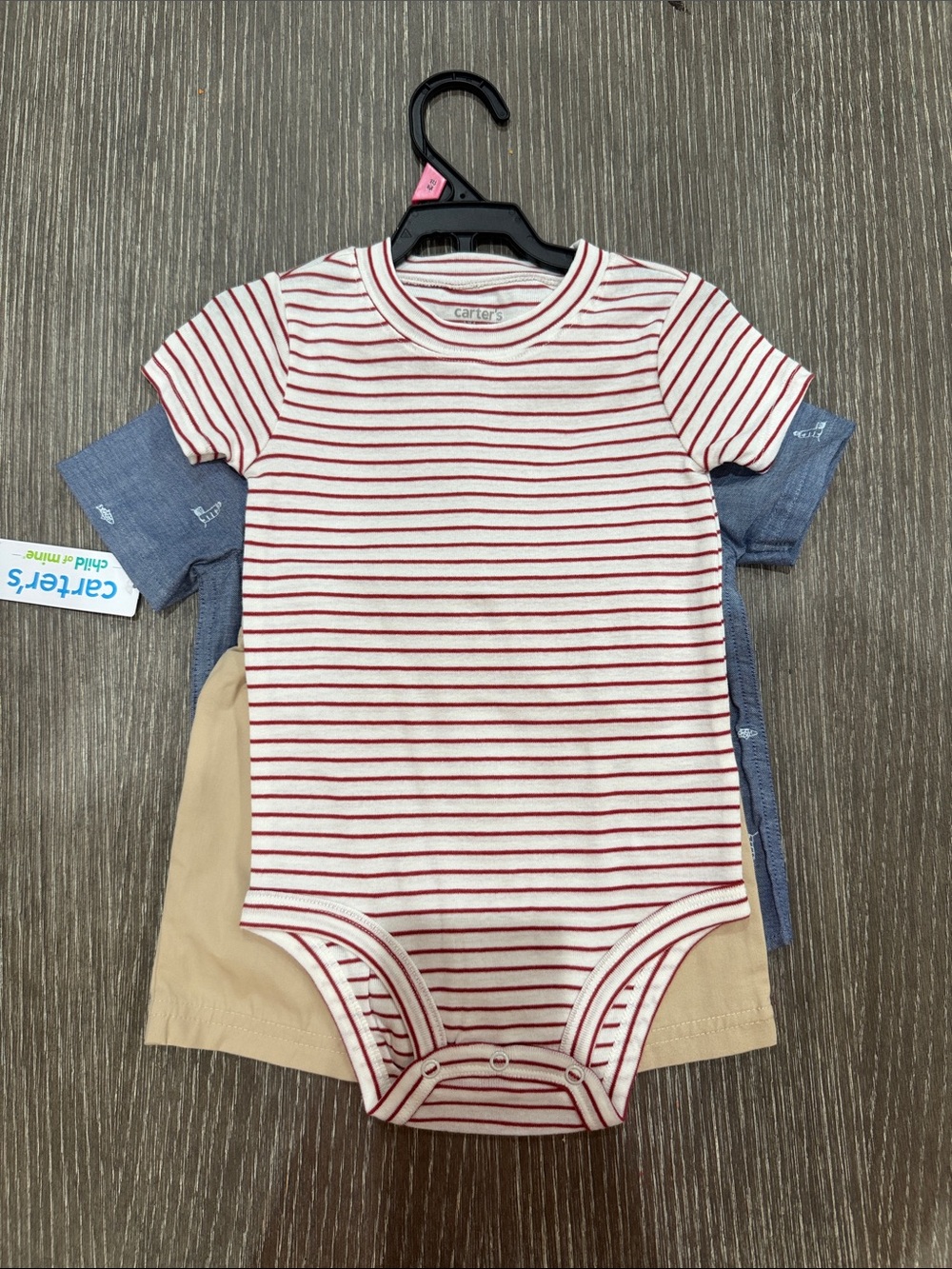 NWT Size 18 months Carter's Cream & Red Striped Short-Sleeve Baby One-Piece
